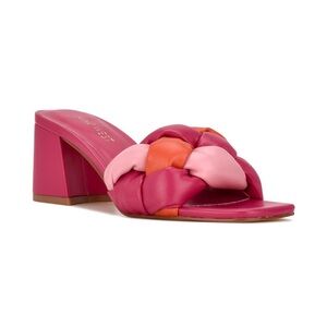 Nine West Pink & Orange Block Puffy Heel Sandal